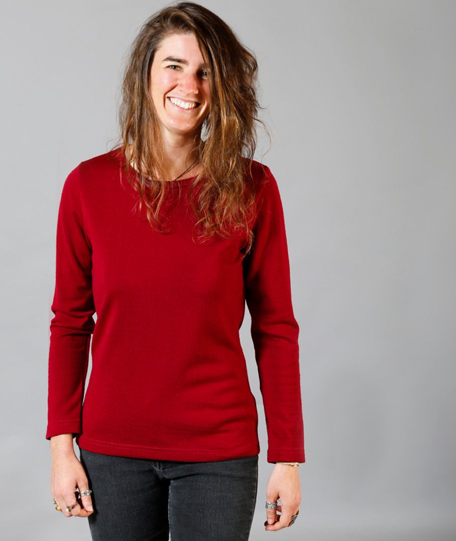 Tee shirt rouge manches longues femme outlet