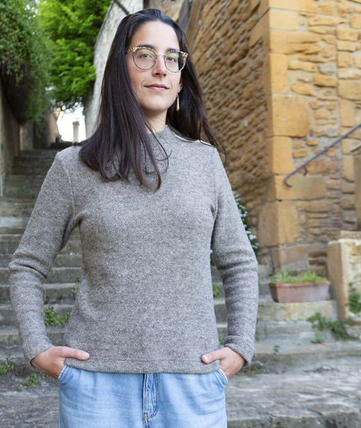 Pull en laine couleur Bure pour femme, coupe droite et confortable, maille jersey envers mixte