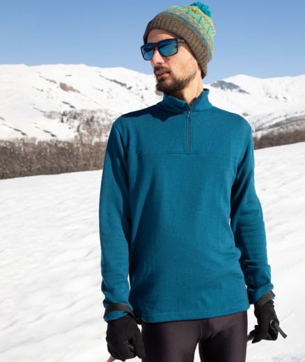 Pull col zippé en laine mérinos