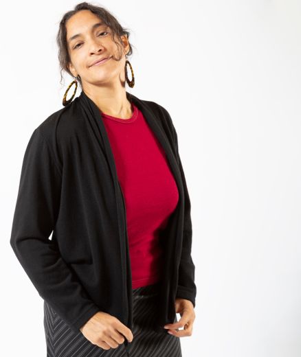 Gilet châle en laine mérinos