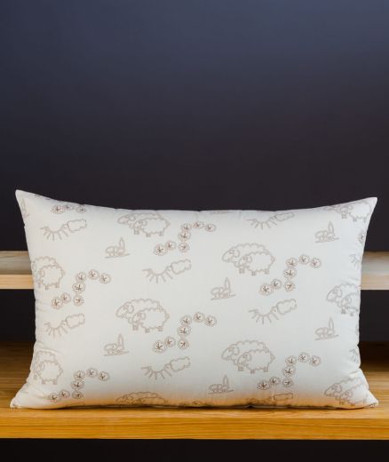 Oreiller en laine naturel fabriqué en France, idéal pour un sommeil sain.
