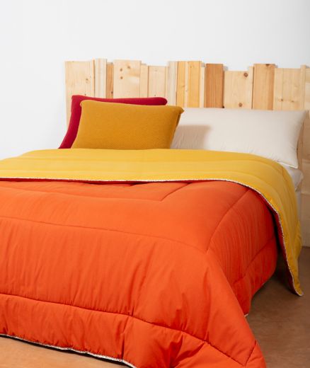 Couverture piquée en laine - Bicolore Safran Rouille