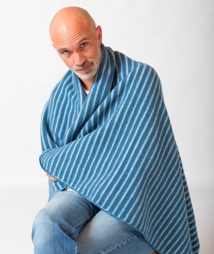 Plaid tricoté en laine mérinos- Coloris rayés