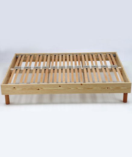 Sommier à lattes - finition bois apparent